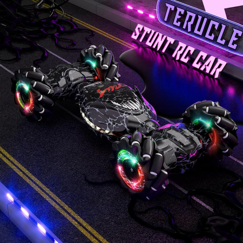2.4Ghz 4WD 5-7 8-13 Terucle Remote Control Car, Gravity Gesture Sensing RC Cars, Monster Stunt Twist Truck Kids Toys