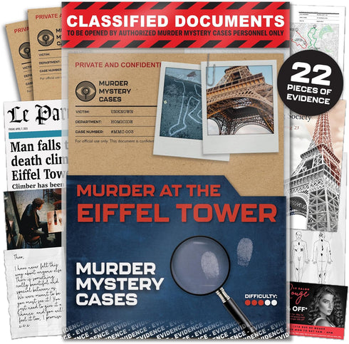Murder Mystery Cases - Murder At The Eiffel Tower - Unsolved Mystery Game for Adults, Detective Games, Crime Solving Fun