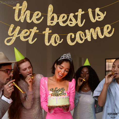 KatchOn Glitter The Best is Yet to Come Banner, 10 Feet Gold Congratulations Banner for Graduation Decorations 2025