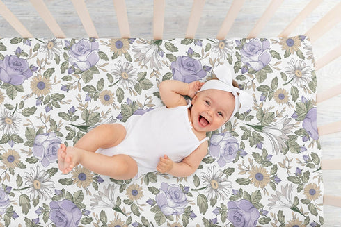 Sweet Jojo Designs Fitted Baby Crib Sheets (Vintage Boho Floral) for Girls, Infant Nursery, Toddler Room - Standard