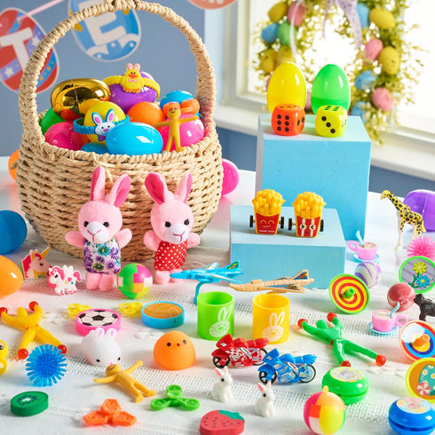 50 48 2 JOYIN Pcs Prefilled Easter Eggs with Toys, Bright Colorful and Pcs Gold Filled Plastic Eggs with Toys
