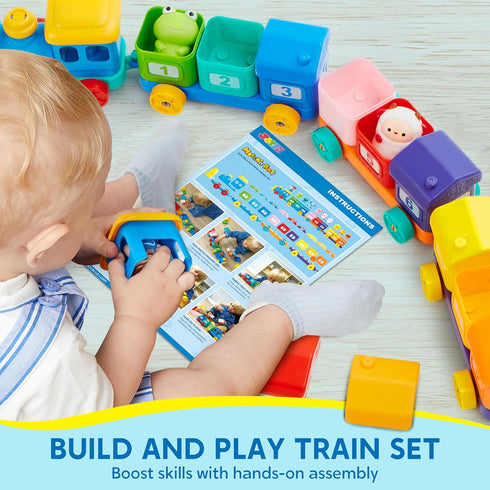 1 2 3 Counting, 9 Play-Act Learning Toy for Toddlers Years Old, Matching & Sorting Montessori Learning Farm Train