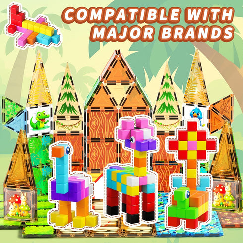 65PCS 3 4 5 6 7 8, Magnetic Blocks with Magnet Eyes Toy, Magnetic Building Blocks with Storage Bag for Kids Gifts, STEM