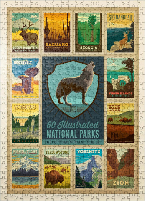 MyPuzzle National Parks Collector Series - Edition 5, Vintage Poster - Premium 500 Piece Jigsaw Puzzle for Adults