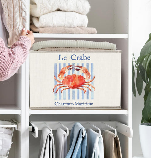 FDHSPAAM Coastal Beach Crab Storage Bins Box with Handles, Nautical Ocean Crab Collapsible Fabric Storage Basket Box