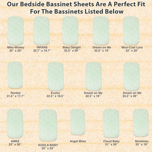 3-Pack 33x20x4 1721 2933 Bedside Sleeper Bassinet Sheets | GOTS Certified Organic Jersey Cotton, Ultra Soft