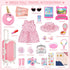 Doll Suitcase Travel Set, 18 inch Doll Clothes and Accessories - 26 Pcs Travel Pillow, Unicorn Bag, Sunglasses, Camera, Computer, Phone, Passport, Birthday Gift for Age 3 4 5 6 Year Old Girls