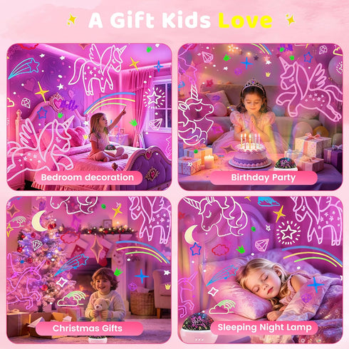 6-8,Unicorns 3-10 MINGKIDS Unicorn Toys Night Light for Toddler Girls,Unicorn Gifts Age and Starry Night Light