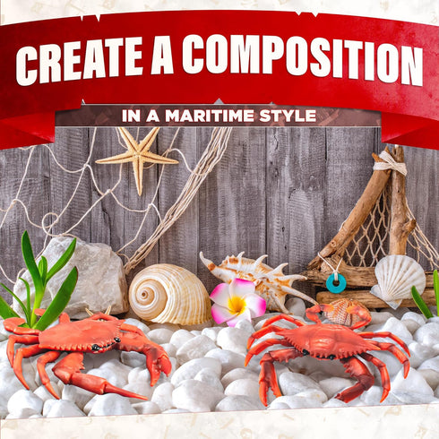 2PCS Plastic Red Crabs – Realistic Fake Crab Decor, Ocean Animal Figurine for Party Decorations and Kitchen Decor