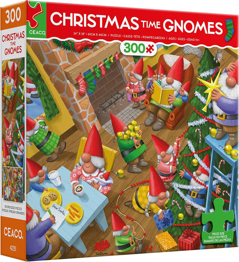 Ceaco - Holiday - Christmas Time Gnomes - 300 Piece Jigsaw Puzzle for Christmas