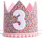 Rainbow Crown for 3rd Birthday Party, Glitter Birthday Crown, Birthday Hats for Kids, Baby's Birthday Photo Props