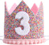 Rainbow Crown for 3rd Birthday Party, Glitter Birthday Crown, Birthday Hats for Kids, Baby's Birthday Photo Props