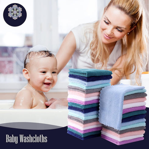 32 Pack 10x10 Inch, Baby Washcloths - Microfiber Baby Towel - Absorbent and Soft Baby Wash Clothes for Newborns