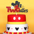 Glitter Twodles Cake Topper, Mouse Birthday Cake Decor for Second Birthday Party Supplies