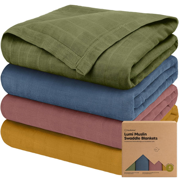 4-Pack Muslin Swaddle Blankets for Boys, Girls - Organic Baby Swaddles for