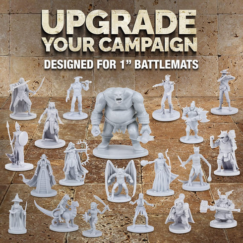 Path Gaming 20-Piece Unpainted Miniatures Set – 28 mm Fantasy Heroes, Monsters & NPCs for Dungeons & Dragons