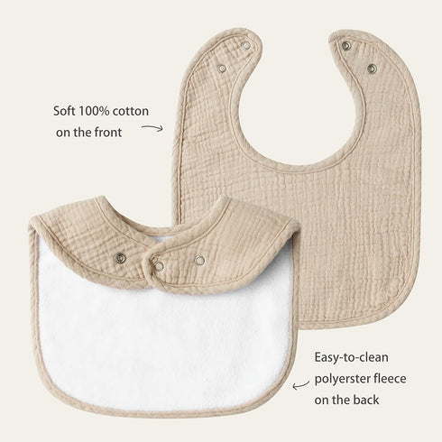 8 Pack Muslin 100% Cotton Baby Bibs, Soft and Absorbent Gender Neutral Set for Feeding and Drooling