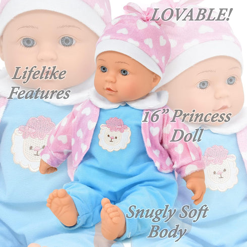 16 Inch Set Dolls To Play My First Baby Doll Stroller, Soft Body Baby Doll Included Fun Play Combo for Babies, Infants