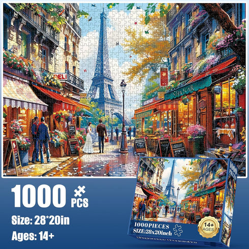1000 1000 28 20 Pieces Puzzle for Adults - Charming Paris Puzzle for Adults Children - Recycled Paper Jigsaw Puzzle