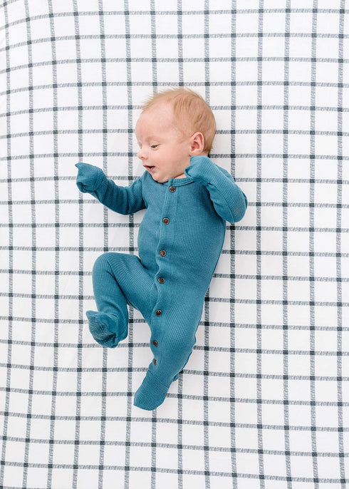 Ledger Design Premium Fitted Knit Crib Sheet by Copper Pearl