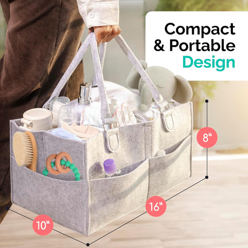 Felt Diaper Caddy - Extra Large Storage for Baby and Toddler Items - Diaper caddy basket - Portable Organizer Easily