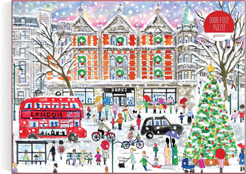 Galison Michael Storrings Christmas in London – 1000 Piece Puzzle with Bright Artwork of The London Holiday Season