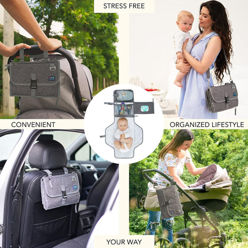 Portable Changing Pad - Waterproof Diaper Changing Mat - Foldable Diaper Changing Clutch Kit