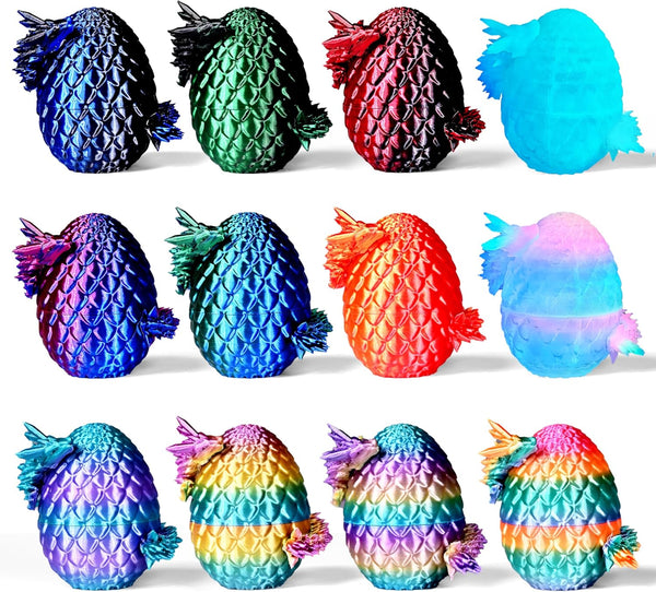 12PCS 3D Printed Dragon Eggs, Articulated Fantasy Animal Fidget Toys Set, Collectible