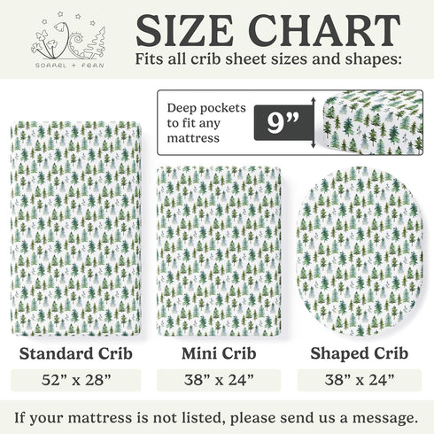 2 Pack Crib Sheets Neutral - Fitted Baby Crib Sheets Bed for Girl Boy - Standard & Toddler Mattress (Woodland Forest