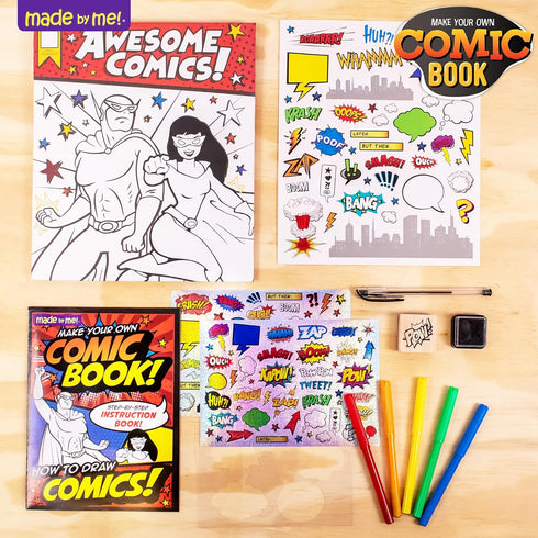 15-Page, 5 Made By Me Make Your Own Comic Book Storytelling Kit for Kids, Hardcover, How-to Draw Instructional Guide