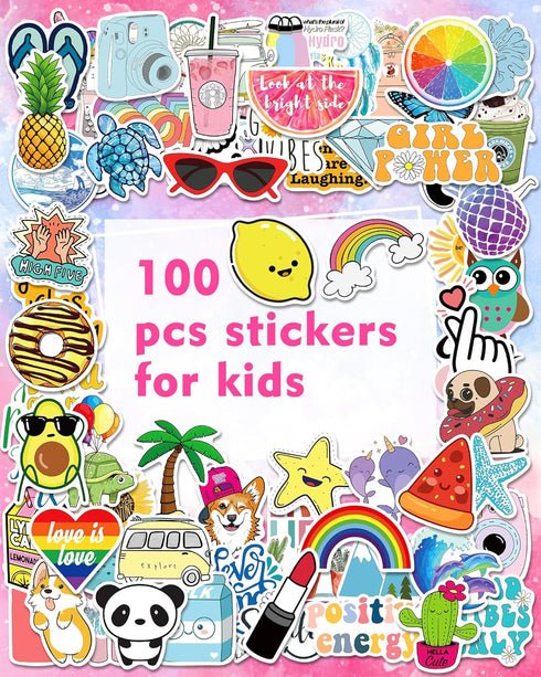 Bekayshad Stickers for Water Bottles, 100 Pack Cute Vsco Vinyl Aesthetic Waterproof Stickers for Teens