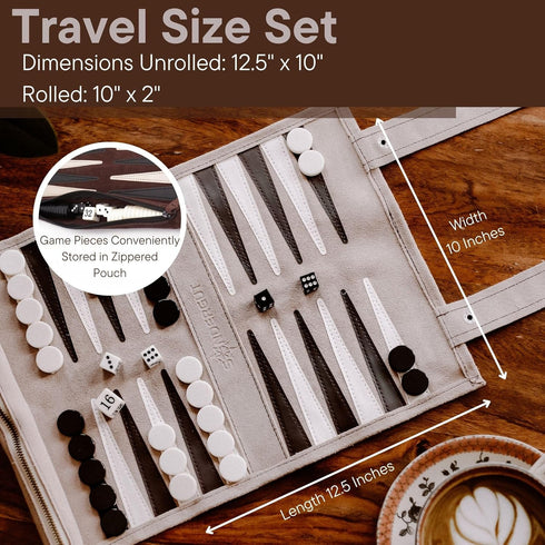 Sondergut Roll-up Suede Backgammon Game, Cream