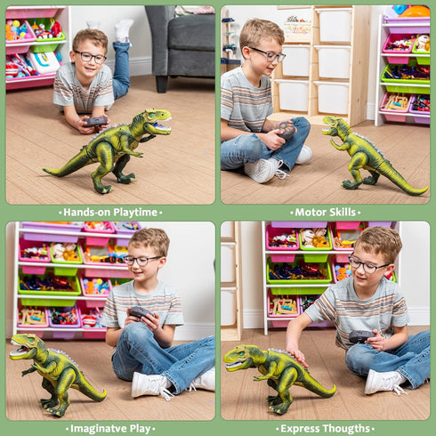 JOYIN Robot Dinosaur Toy for Kids 3+, Big T-Rex with Light and Realistic Roaring Sound, Electronic Steam Toy