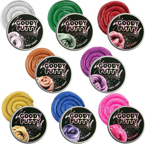 Dazzle Putty Toy Goody Putty, Mini Tins 8 Pack for Kids