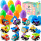JOYIN 12 Pcs Easter Eggs Filled with Toy Cars, Colorful Prefilled Pull