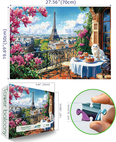 1000 27.5" 19.7" Spring Paris Piece Puzzles for Adults Clearance, Impossible Challenge Art Jigsaw Puzzle, for Gifts