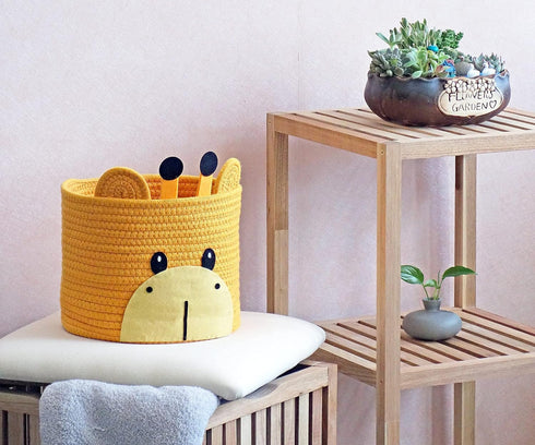 T&T Homewares Small Giraffe Baskets for Baby Diaper Organizer, Nursery Storage Room Decor, Kids Room Organizer, Cat Dog