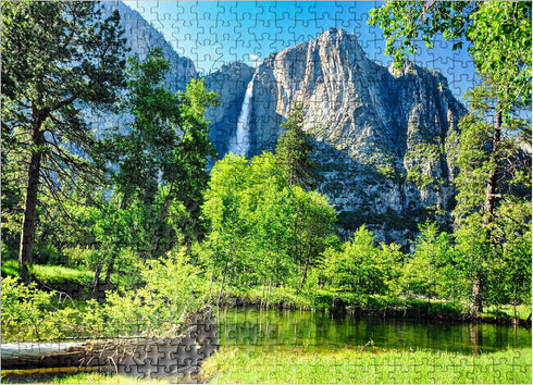 MyPuzzle Premium 500 Piece Jigsaw Puzzle - Yosemite Waterfall Yosemite National Park California for Adults