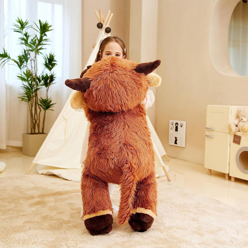 IKASA Giant Highland Cow Stuffed Animal Plush Toy, Large 33" Cute Fluffy Jumbo Soft Toys, Gifts for Kids