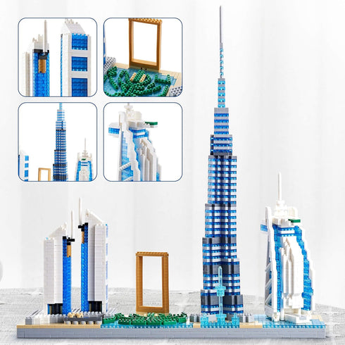 Sets 2545 Architecture Dubai Skyline Collectible Model Building Kit Micro Blocks for Adults Present Model Kit Pieces