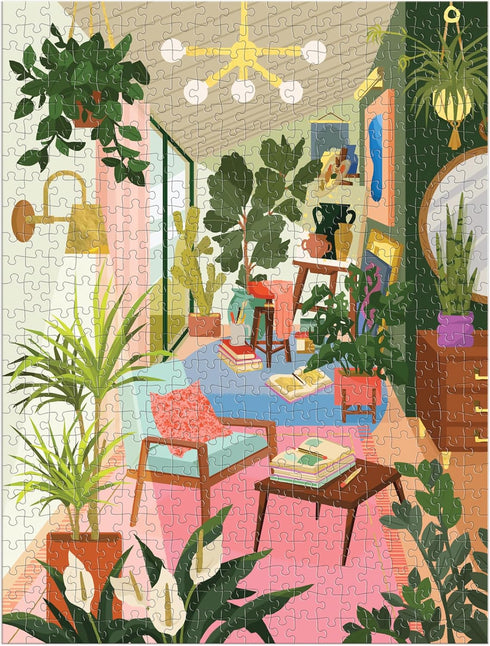 Galison Lighting 101: Houseplants – 500 Piece Book Puzzle with Beautiful Plant and Interior Design Artwork Packaged in Magnetic Keepsake Book Sized Box