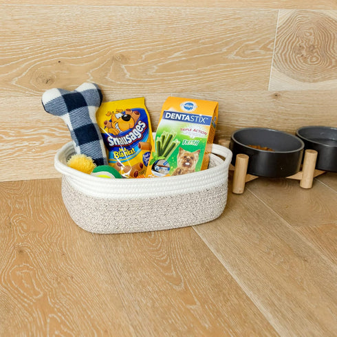 NaturalCozy 5-Piece Rectangle Storage Basket Set, Cotton Rope Woven Baskets for Organizing