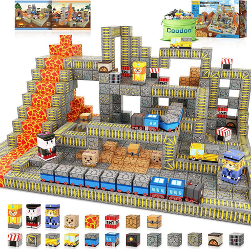 Coodoo Magnetic Blocks - Build Mine Magnet World Mine Train Track Set,