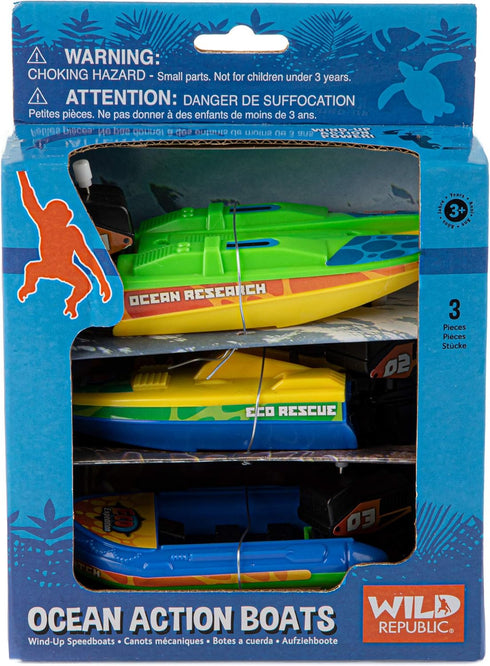 Pack, Wild Republic Ocean Boat Three Wind Up Motor, Gift for Kids, Great for Interactive Play