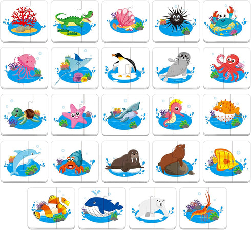 48 Animal Matching Puzzles with Error-Correction Mechanism - Perfect for Preschool Learning (24 Blocks)