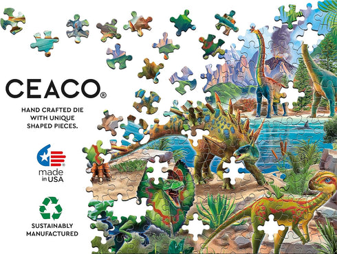 Ceaco 100 Piece Jigsaw Puzzle, Glow in The Dark, Dinoland