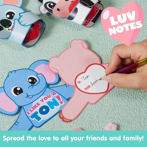 28 JOYIN PCS Valentine Animal Cards with Heart Stress Ball, Heart Shape Squishy Toy Stress Relief Fidget Toy