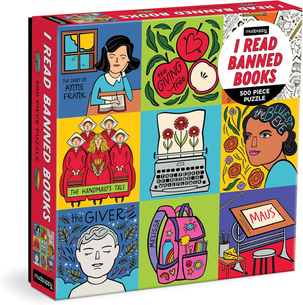 Mudpuppy I Read Banned Books – 500 Piece Family Puzzle with Colorful and Fun Illustrations of Infamously Banned Books for Children Ages 8 and Up
