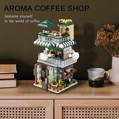 Street View Mini Building Blocks Coffee House Shop Store Kit, Educational Creative Toy for Boys Girls 1025 pcs