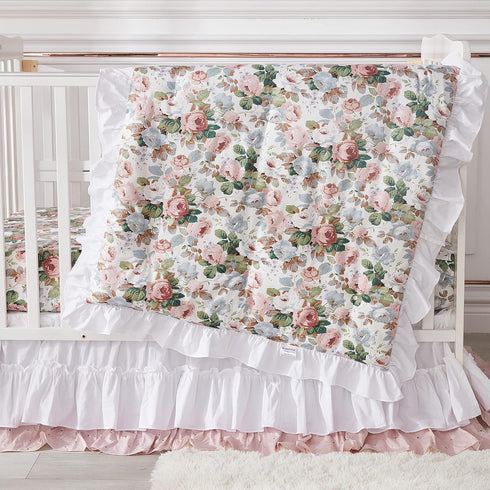 100% Country Brandream Fitted Crib Sheets for Girls Organic Cotton French Rose Floral Toddler Sheets Nursery Bed Sheet